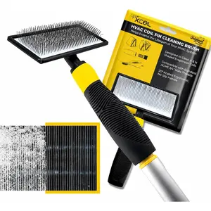 Coil Cleaning Brush for HVAC & AC – Evaporator & Condenser Coil Cleaner Tool, 135° Stainless Steel Pins, Heavy-Duty for Tight Spaces, Safe for Delicate Fins, Pole Compatible