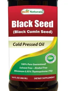 Best Naturals Black Seed Oil 16 OZ - 100% Pure Cold Pressed with 0.95% Thymoquinone TQ for Immune & Digestive Health - Edible