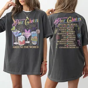 Youth & Adult Retro I’m Making Pour Choices Around The World Shirt, Epcot Drinking Graphic Tee, Theme Park World Tour Fan Top, Matching Family Vacation Gift
