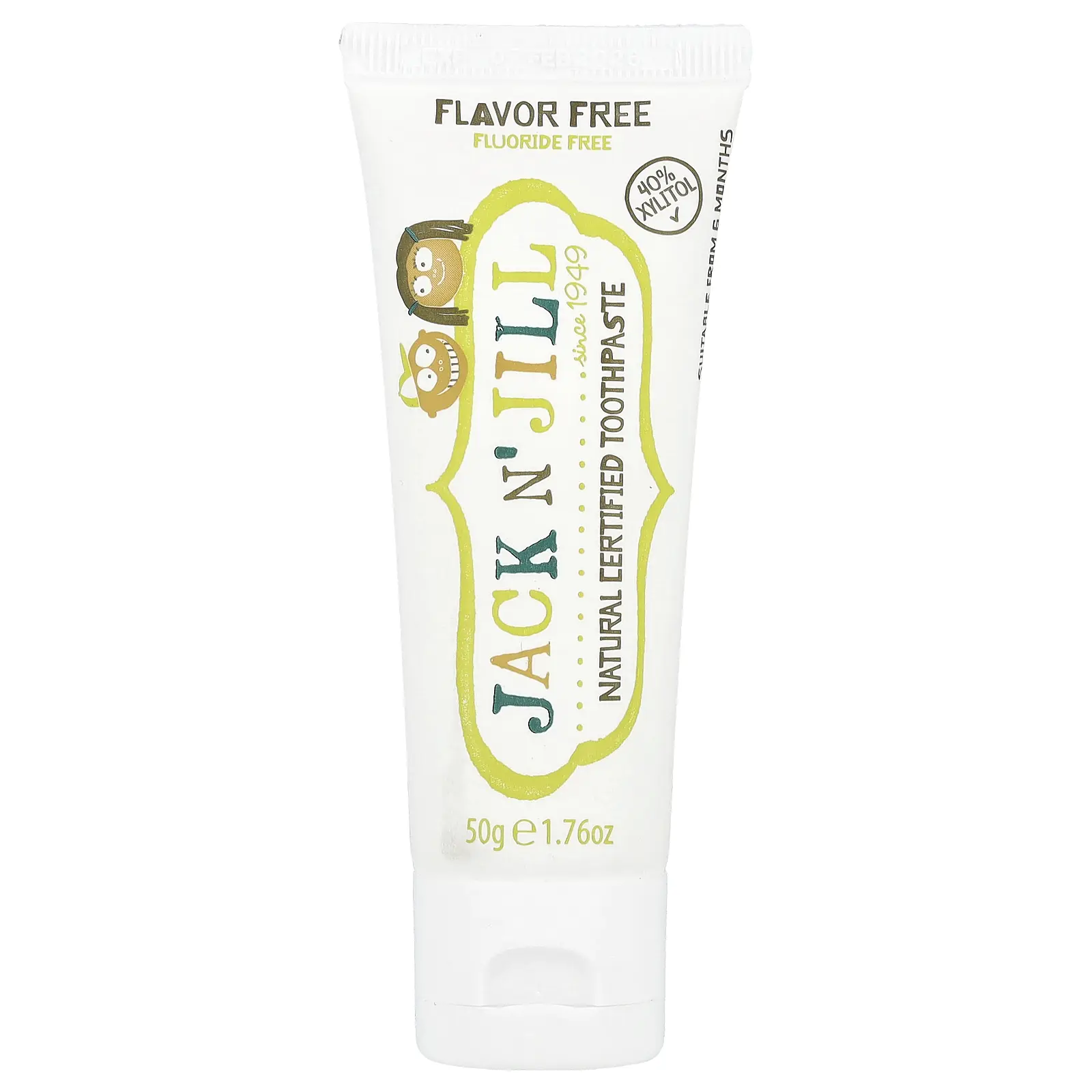 Jack n' Jill Natural Certified Toothpaste, 6 Months+, Flavor Free, 1.76 oz (50 g)