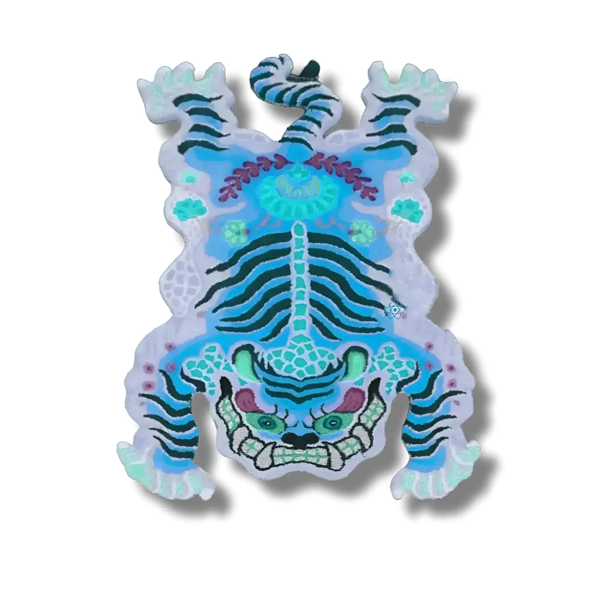 Chinoiserie Tibetan Tiger Hand Tufted Wool Rug - Blue Chinoiserie Tibetan Tiger Hand Tufted Wool Rug - Blue
