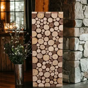 Natural Wooden Slices Pillar Prop Pedestal Stand, Rustic Farmhouse Wood Riser Rectangular Plant Stand - 30"