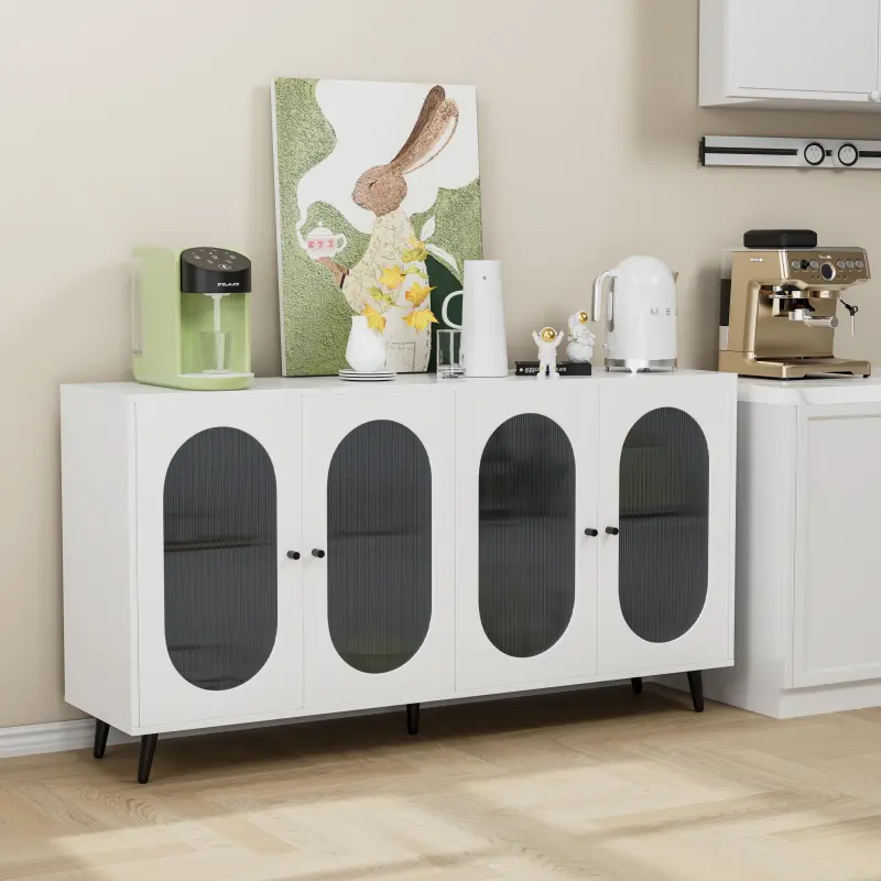 [Bellemave]Buffet Cabinet with Storage, Storage Cabinet with Acrylic Doors, Accent Cabinet, Sideboard Cabinet for Hallway, Entry, Living Room, White