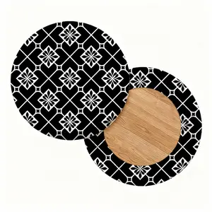 2/4/6/8PCS digital printing pattern of geometric flowers universal elastic round stool cover for all seasons, elastic, bar chair cover, outdoor chair, small round cushion cover, restaurants, cafes, etc