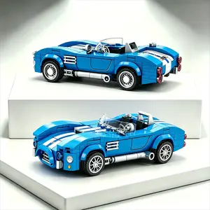 Vintage Blue Convertible Car Building Set, Cobra Style, Stem Model Kit, Adult and Kids Toy, Perfect for Display, Birthday, Christmas Gift