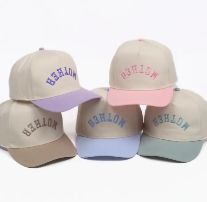 Mother Upside Down Embroidery Two-Tone Baseball Cap - Adjustable Strap, 100% Cotton, One Size Fits Most, Bold Inverted Design, Perfect for Retail & Corporate Giveaways