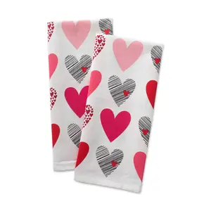 Design Imports Hearts Collage Printed Kitchen Towels Set of 2