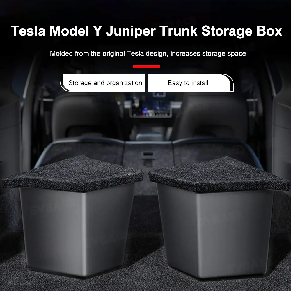 Model Y Juniper Trunk Storage Box Back Trunk Side Organizer Storage Bins Tesla Organizer