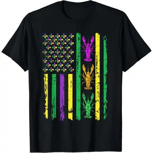 Carnival Mardi Gras USA American Flag Crawfish Parade Outfit T-Shirt