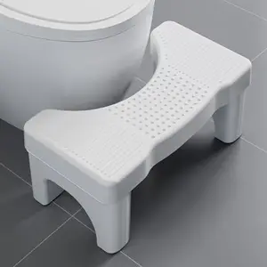 Squatting Potty for Adults, 7 Inch Toilet Poop Stool Adult, Plastic Toilet Squat Bathroom Stool for Pooping, Healthy Toilet Assistance Step, White