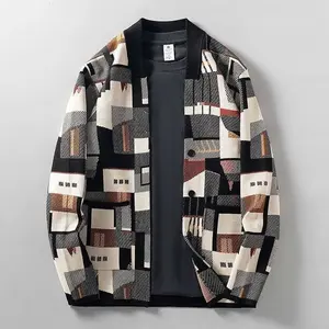 Sweater Coat Men's Irregular Color Matching Sweater