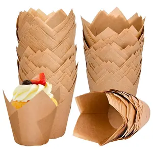 Tulip Cupcake Liners, 50pcs Muffin Holders – Greaseproof Cupcake Wrappers for Baking, Parties, Birthdays & Special Occasions Bakeware Utensils
