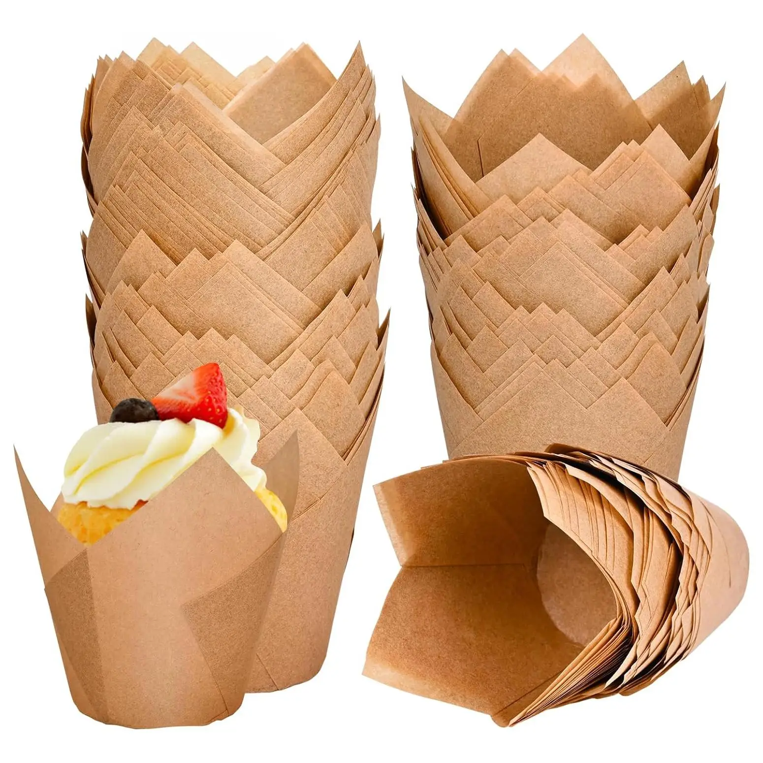Tulip Cupcake Liner, 50pcs Muffin Liners Holders, Greaseproof Cupcake Wrappers for Party