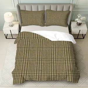 3PCS Duvet Cover Set, 1 Duvet+2 Pillowcases(Without filler), Houndstooth Classic Elegant Neutral Chic theme, Thanksgiving bedding set, Stylish Decoration Suitable for bedroom hotel guest room living room.