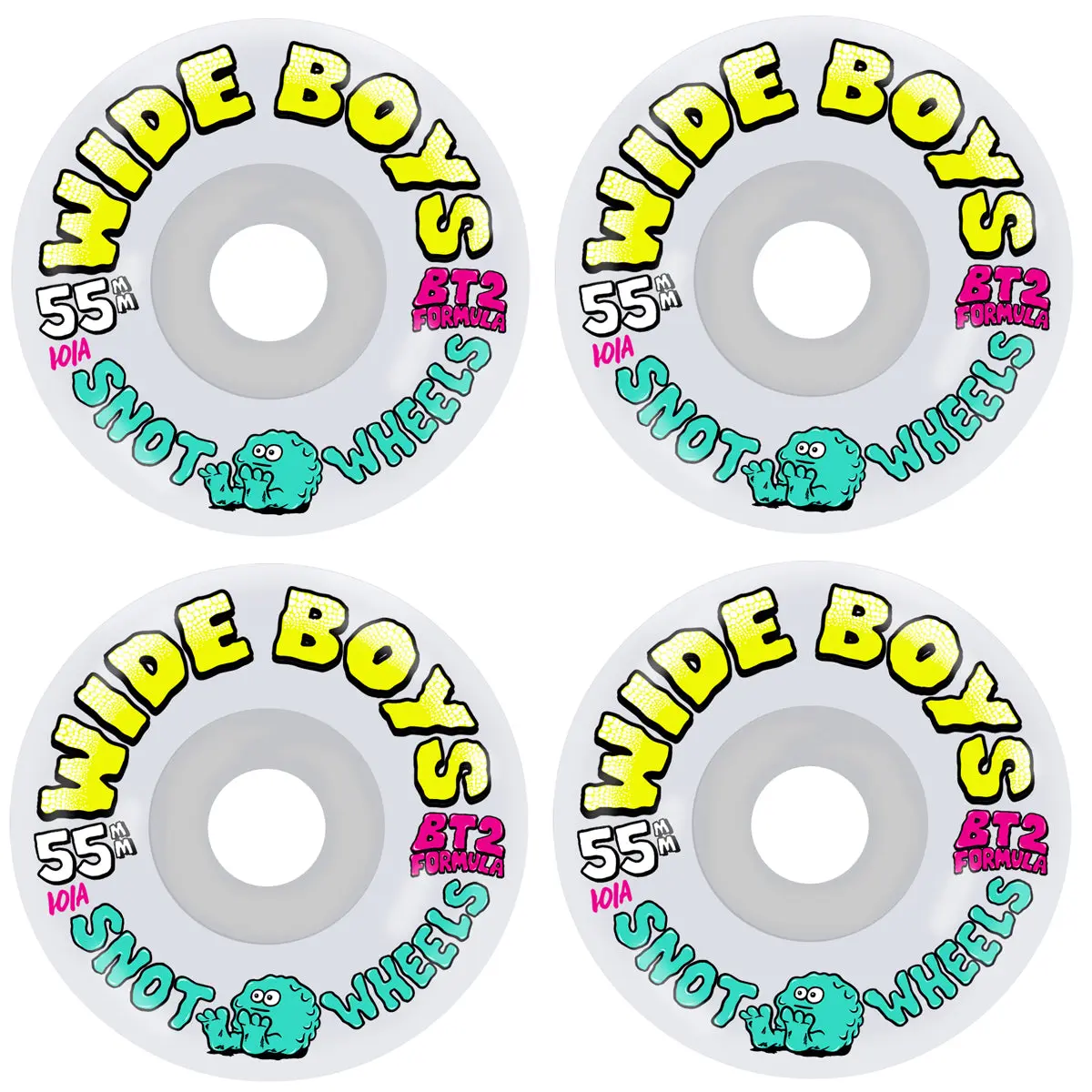 Snot Skateboard Wheels 55mm Wide Boys 101A Clear/Yellow