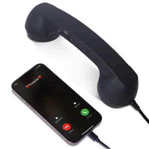 Retro Telephone  with Volume Control Type-C Wired Microphone Open-Back Design Non-Waterproof Compatible with Cell Phones Perfect Gift for Relatives & Friends Usb Powered  Openback Headphones Retractable Audio headset vs en 66 pro mic Bluetooth Soft Silico