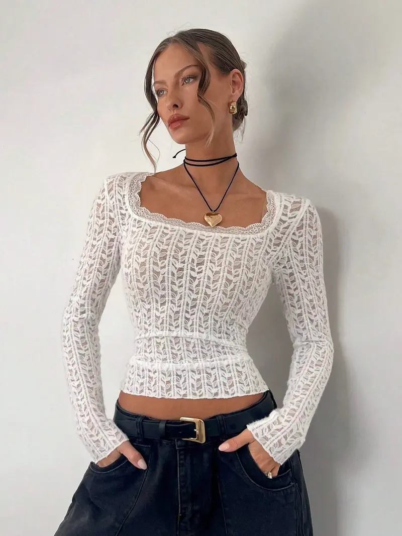 flower lace shirt - TikTok Shop