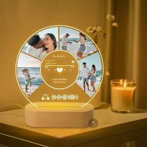 Custom Photo Night Light Plaque for Couple Personalized Music Picture Frame Gifts Boyfriend Acrylic Song Plaque Night Lamp Customized Gifts for her BF