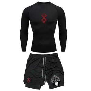 Berserk Eternal Struggle for Vengeance Gym Compression Performance Long Sleeve Shirt & Shorts Set
