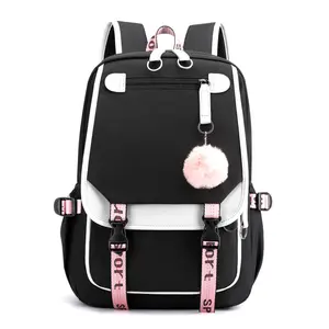 Cross-border Casual Korean Style Backpack Outdoor Large Capacity Junior High School Student Solid Color Simple Multi-layer Laptop Backpack