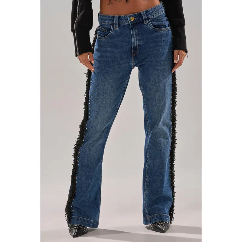 PARTY OVER HERE FRINGE STRAIGHT LEG DENIM