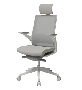 T80 Premium Ergonomic Office Chair (White Frame / Light Gray Seat)