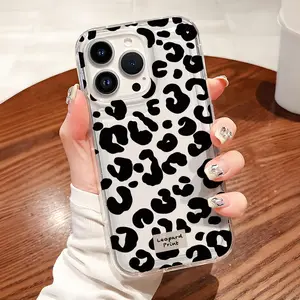 Leopard-Print Pattern Soft TPU Flexible Full-Body Airbag Shockproof Protection Phone Case , Clear Cover For iPhone 16 15 14 13 12 11 Pro Max Plus X