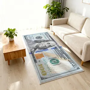 Dollar Rug, 1 Count $100 Dollar Bill pattern rug, soft comfortable long rug, Furry bedside mat,Boys room decor, gifts for boys，suitable for corridor, kitchen, bedroom, bathroom, living room and other scenes, multiple sizes available