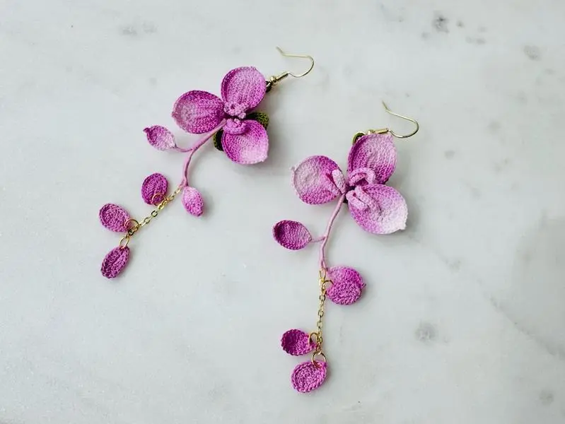 Micro Crochet Earrings Wisteria