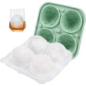 Soccer Shaped Silicone Ice Mold, Large Sphere Ice Cube Tray, Perfect for Bar Party Drinks Decor, Durable & Reusable Design