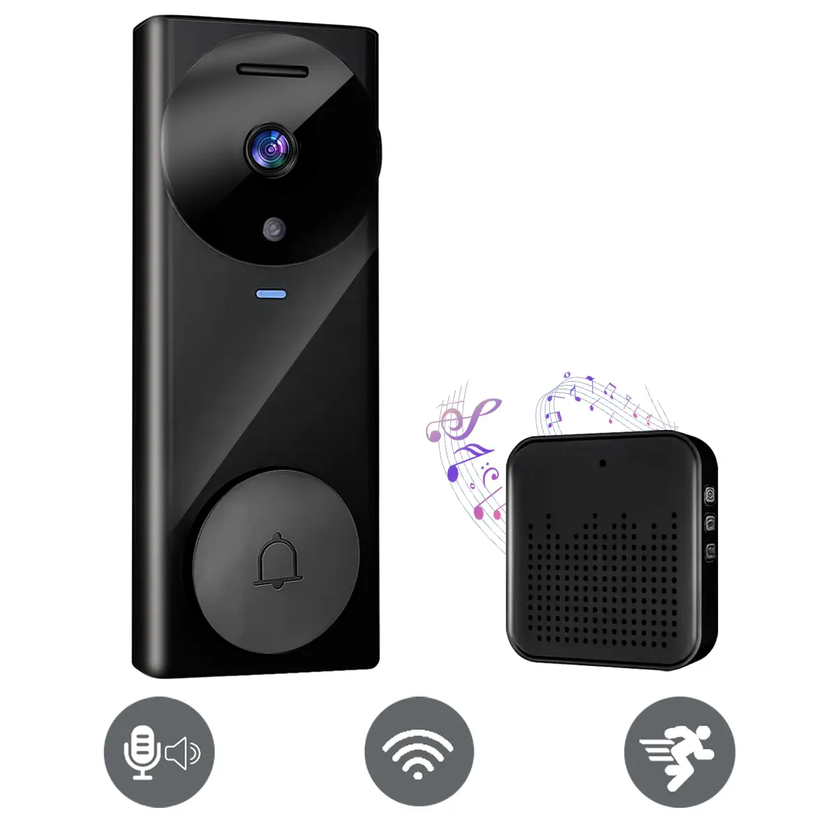 2.4G WiFi Upgraded Video Doorbell Camera, Smart Wireless Security  Doorbell Camera,1080P HD,Home Security Doorbell Camera ,FHD Live View,Night Vision,AI Motion Detection, Instant Alerts, 2-Way Talk,Rechargeable Battery, Home Security System