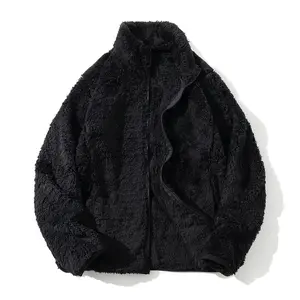 Men's Winter Stand Collar Reversible Fleece Jacket, Thermal Windproof Full-Zip Coat for Outdoor Activities, Daily City Commute, Casual Sports Wear, Fashionable Men's Outerwear