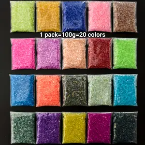 20colors, 1-4MM, 100g AB rainbow broken glass beads - decorative beads, shiny beads are used for jewelry making, nail decoration, DIY epoxy mold filling, suitable for accessories and DIY handicrafts.DIY jewelry, Rainbow Glass Beads, Suitable For Diy Craft