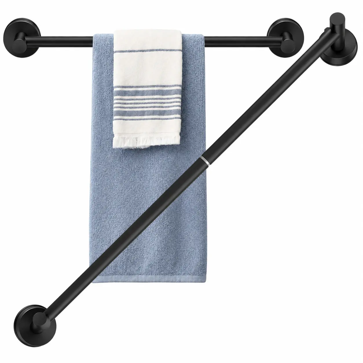 No-Drill Wall Mounted Adjustable Towel Bar, Suction Cup Stainless Steel Bathroom Rack, Removable Shower Storage Shelf for Glass Door & Tile Walls