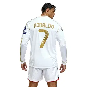 1112 Home Edition Retro Gold Trim Short Sleeve Football Soccer Jersey