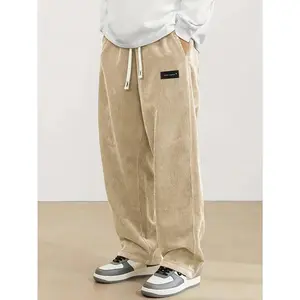 Men's Olive Green Work Pants - American Street Style, Loose and Loose fit, with Drawstring Belt, Comfortable and Durable Autumn/Winter Casual PantsRAIMENTRY