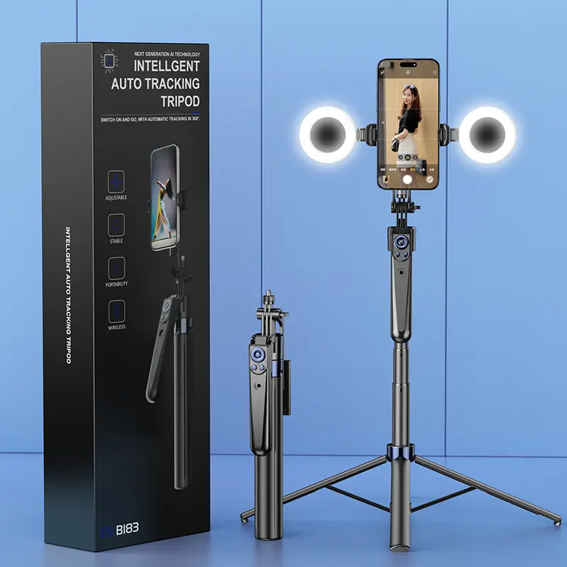 INFOJIFA AI Automatic Face-Tracking 4-Legged Adjustable 360° Phone Tripod Selfie Stick with Remote Control for iPhone Video Recording, Vlog Streaming (360°/adjustable tripod stand, 4-legged, AI/automatic face-tracking selfie accessories), 360° Phone Tripo