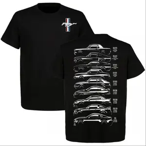 Men's Ford Mustang Evolution Short-Sleeve T-Shirt, Iconic Muscle Car Series, 100% Combed Cotton Heavyweight, Smooth Soft Round Neck, Full Size Full Color, USA-Made Casual Top, Shortsleeve, Classic