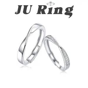 #113 E2 (Infinite) S925 Sterling Silver Lab-Grown Moissanite Adjustable Couple Promise Ring