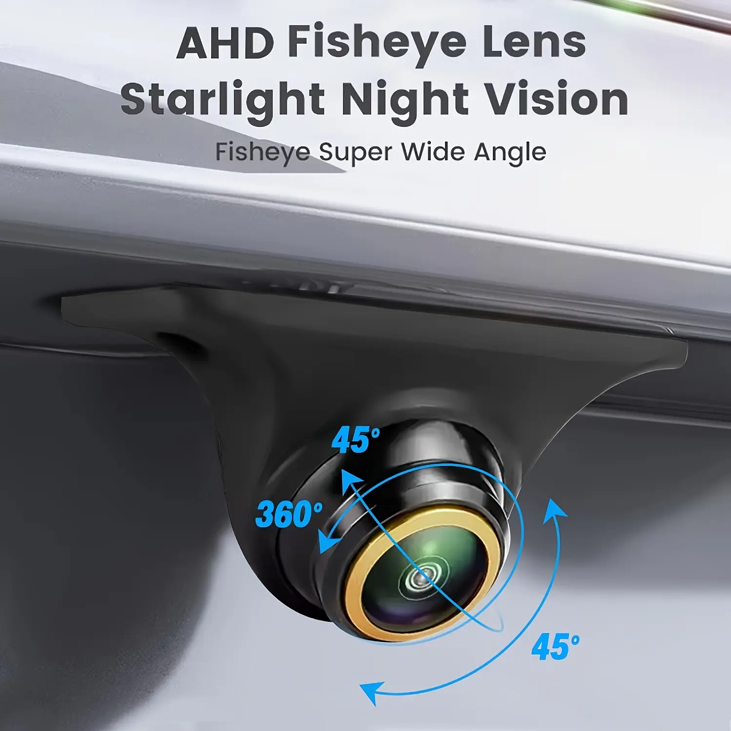 1PC Fisheye Backup Camera with Universal Front, Side, And Rear View Capabilities, Featuring Parking Guide Lines. Surface Mount Design with AHD1080P/CVBS 4Pin Night Vision, Suitable for Suvs, Pickups, Campers, Tractors, Vans, Trucks, Without Battery