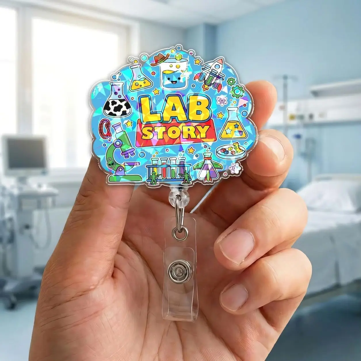 Lab Story Lab Week 2026 Badge Reel, Medical Laboratory Professional Retractable ID Holder Gift 9VB