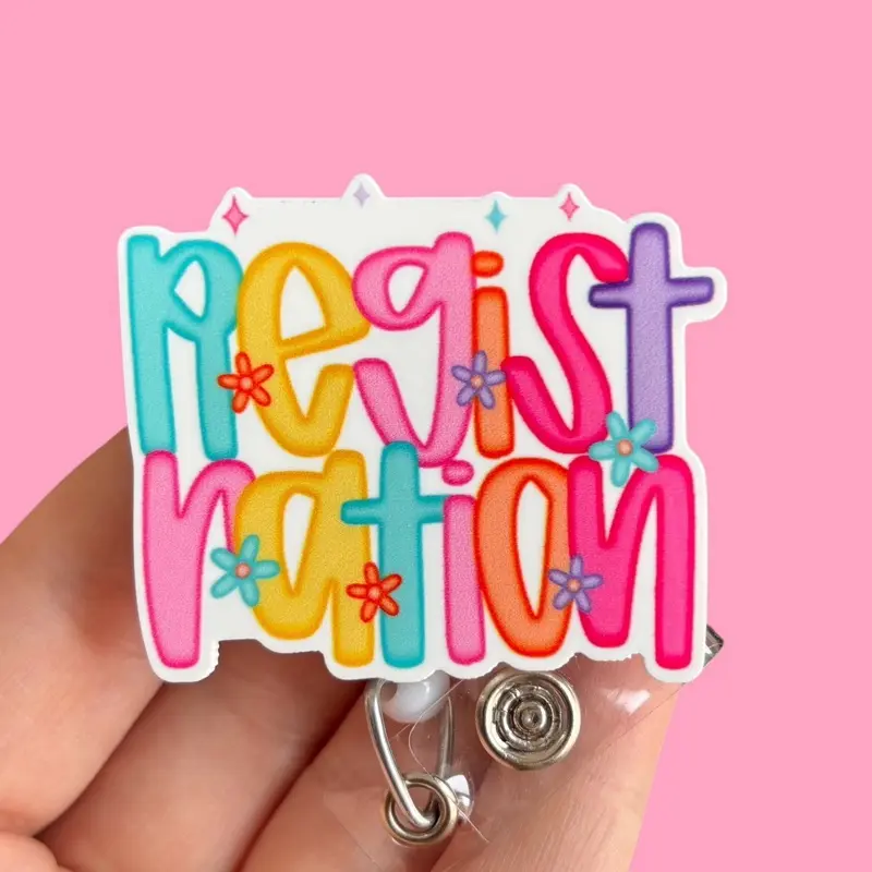 Glitter My Badge Registration badge reel for nurse and hospital workers. Badge clip Badge pull - Retractable swivel clip with a 360 rotation. Great gift for coworker. Badge reel for men.