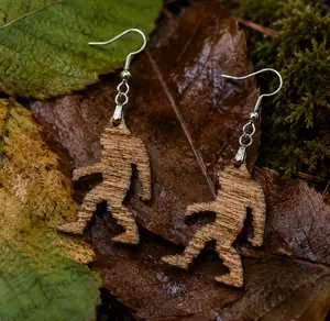 Bigfoot Wooden Earrings | Sasquatch Dangle Earrings | Cryptid Lover Jewelry | Rustic Woodland Gift for Bigfoot Fans
