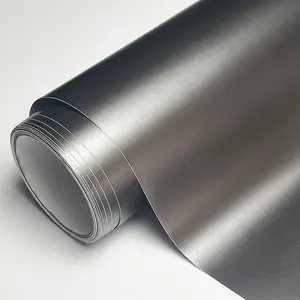 Premium Matte Satin Metallic Gray Vinyl Wrap Film Car Sticker Decal With Air Release Self Adhesive
