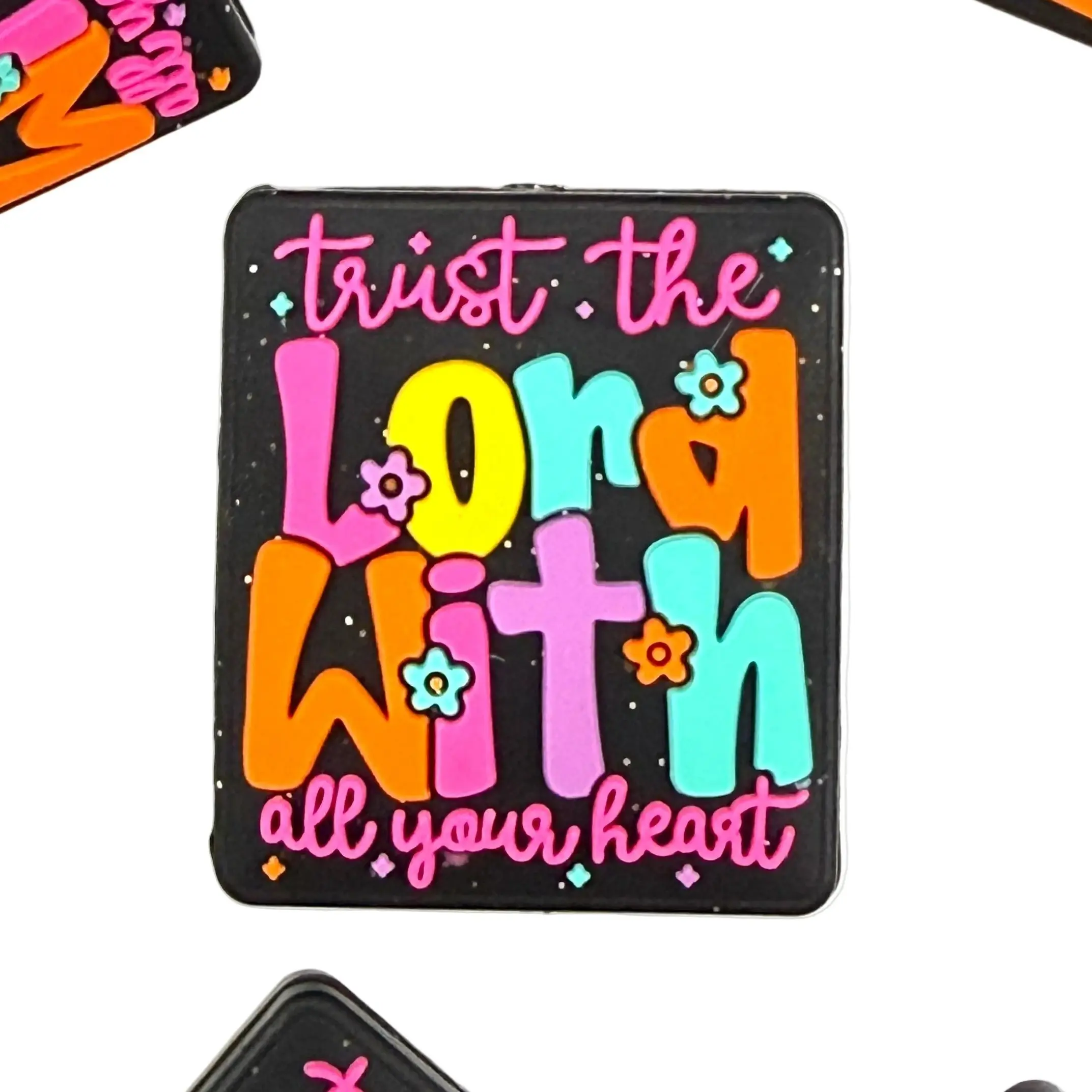 1pc Trust The Lord With All Your Heart Silicone Focal Beads - Faith Theme Beading & DIY Crafting Christian Jesus