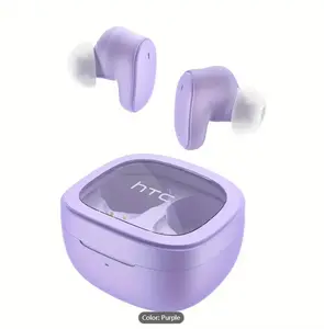 True Wireless Earbuds 6 Bluetooth 5.3 in Ear Stereo Headphones Touch Control with Built-in Microphone, Wireless Noise Cancelling Earbuds 22H Playtime with Charging Case for Android and iOS- purple