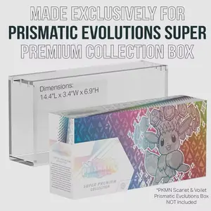 Pokemon Prismatic Evolutions Premium Custom-Fit Acrylic Case - Crystal Clear, Top-Loading, 6 Strong Magnetic Top, UV-Protected Display Cabinet