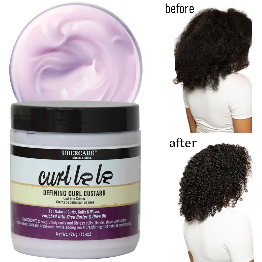 Curl Defining Cream, Enriched with Shea Butter & Olive Oil, Add Moisture, Shine and conditioning, Lightweight Curl Defining Custard-Define, Shape and Control, for Curls, Coils and Waves, Moisturizing Curl Cream, Curl Enhancing Formula