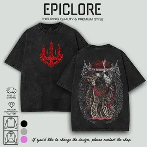 Elden Ring Mohg Lord of Blood Vintage Washed Streetwear T-Shirt Oversize Unisex Cotton Crewneck tee game merch retro black graphic design Art Tops