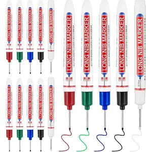 15 Pcs Long Nib Marker, 20 mm Long Head Deep Hole Marker Pens, Fine Nose Tip Deep Reach Permanent Paint Markers for Metal, Marking Pen for Drilling, Carpenter, Woodworking, Construction (Colorful)